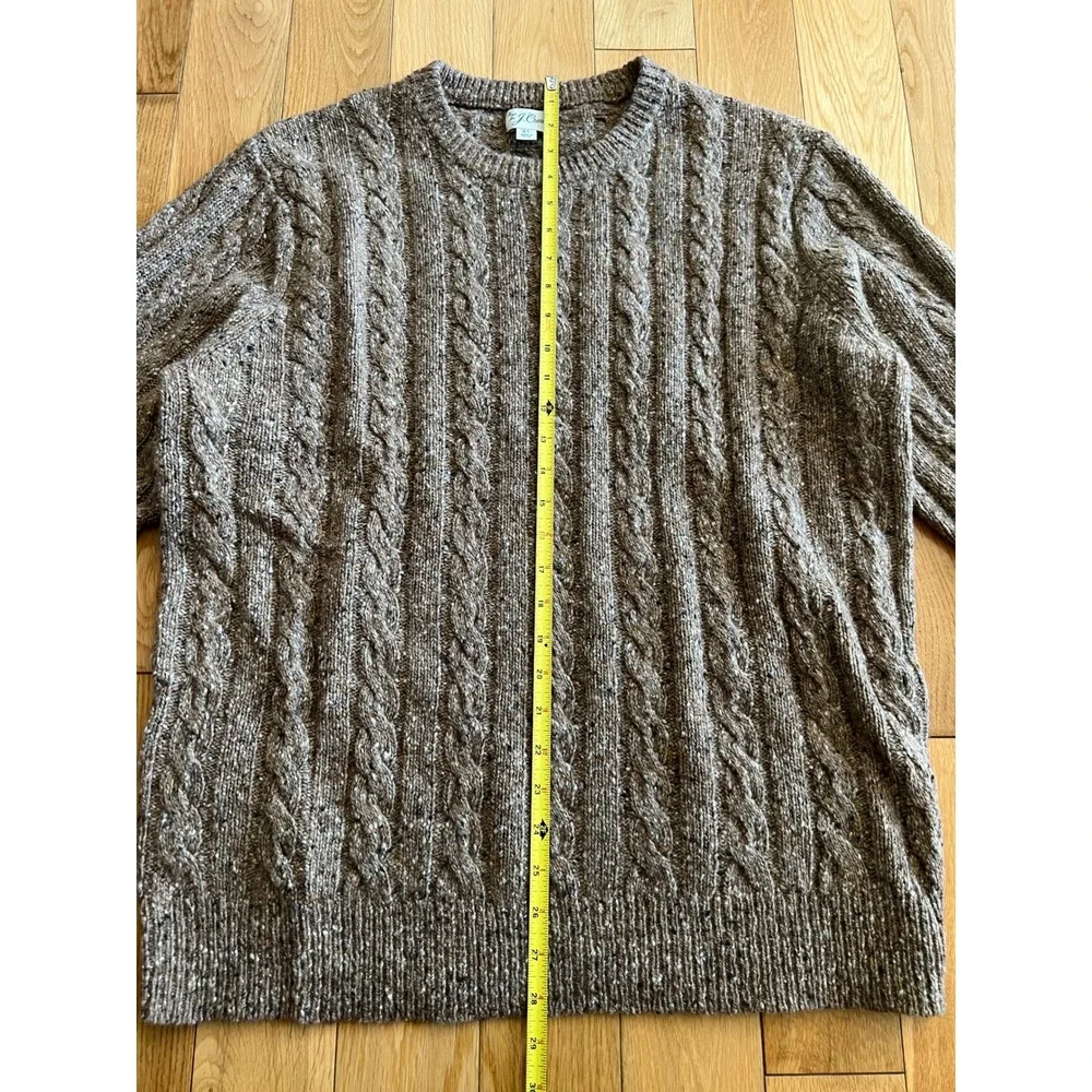 J. Crew Wool‎ Blend Cable Knit Fisherman Pullover Sweater Brown Mens Size XL